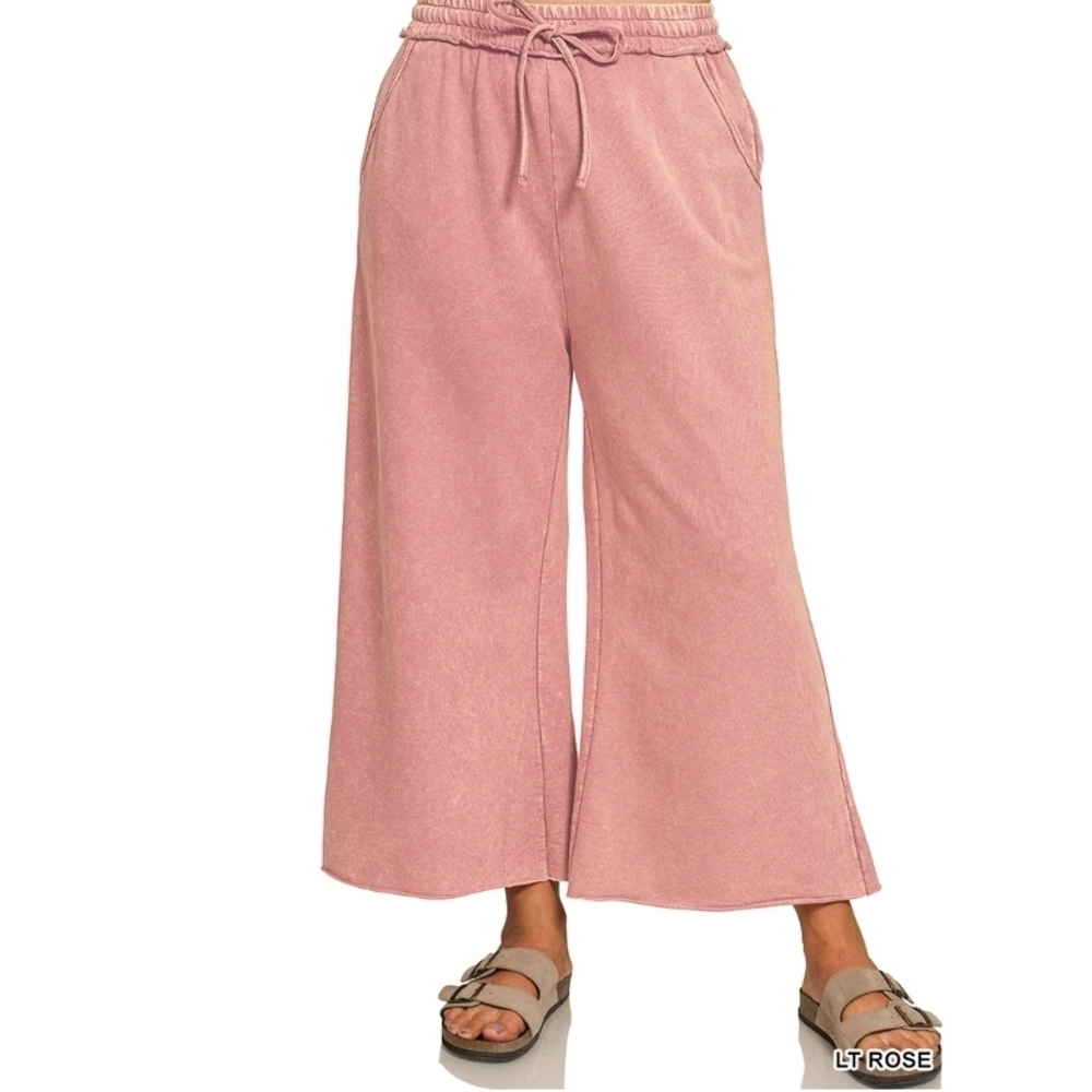 Z10 LTRSE Zenana Washed French Terry Flare Pants Plus Sizes
